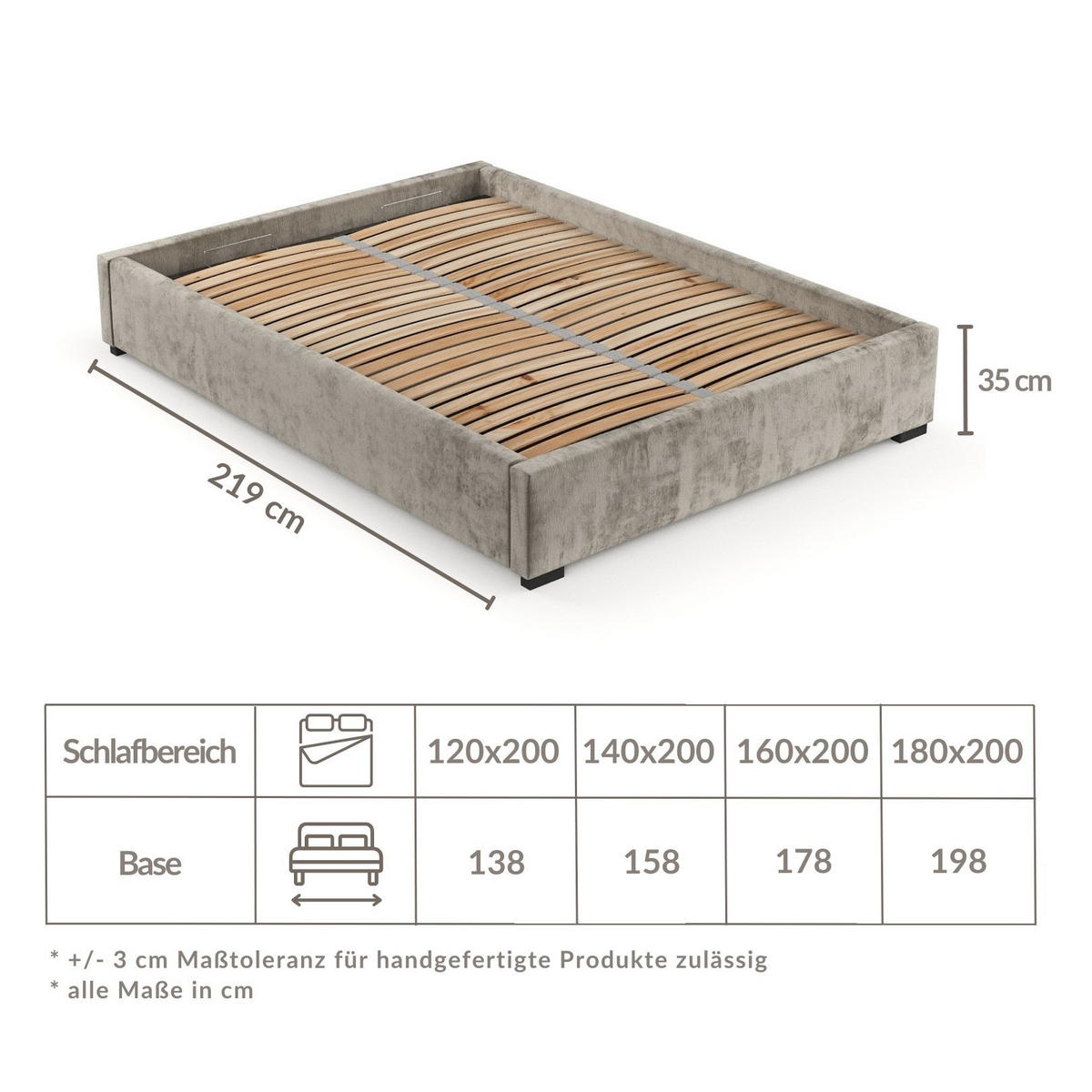POLSTERBETT Maple Braun 140/200 cm im Chenille-Stoff - Schwarz/Naturfarben, Holz/Holzwerkstoff (140/200cm) - Maison de Reve