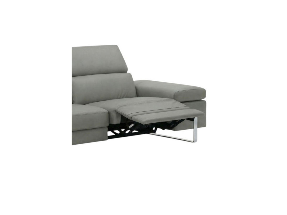 3-SITZER Sofa Opera Echtleder mit 2 x Relaxfunktion Perlgrau - Hellgrau, Leder/Metall (223/75/109cm)