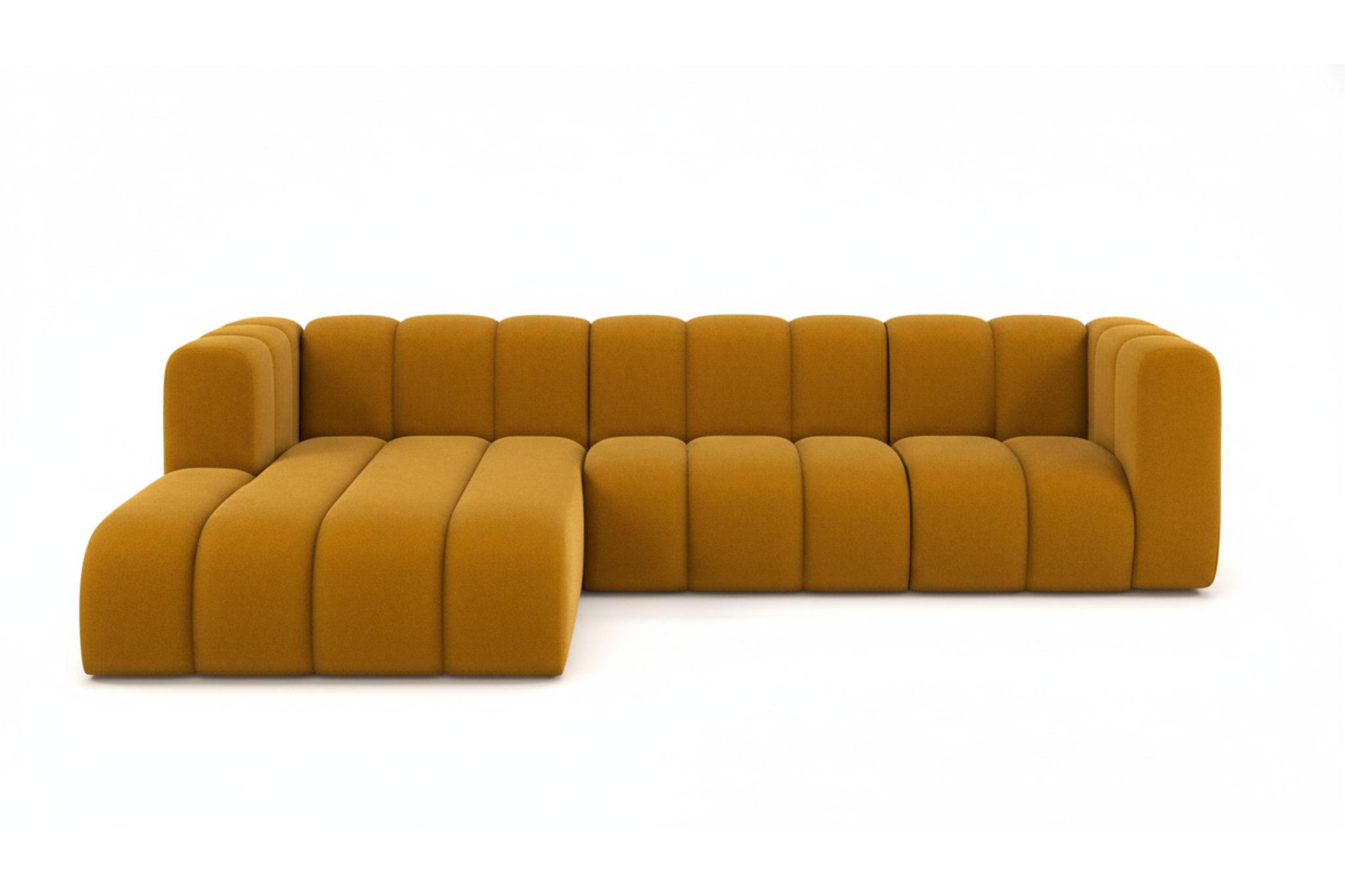 ECKSOFA L-Form Grand L 287 cm, Veloursstoff Salvador, Gelb, Links - Gelb, Holz (287/179cm) - Kaiser Möbel