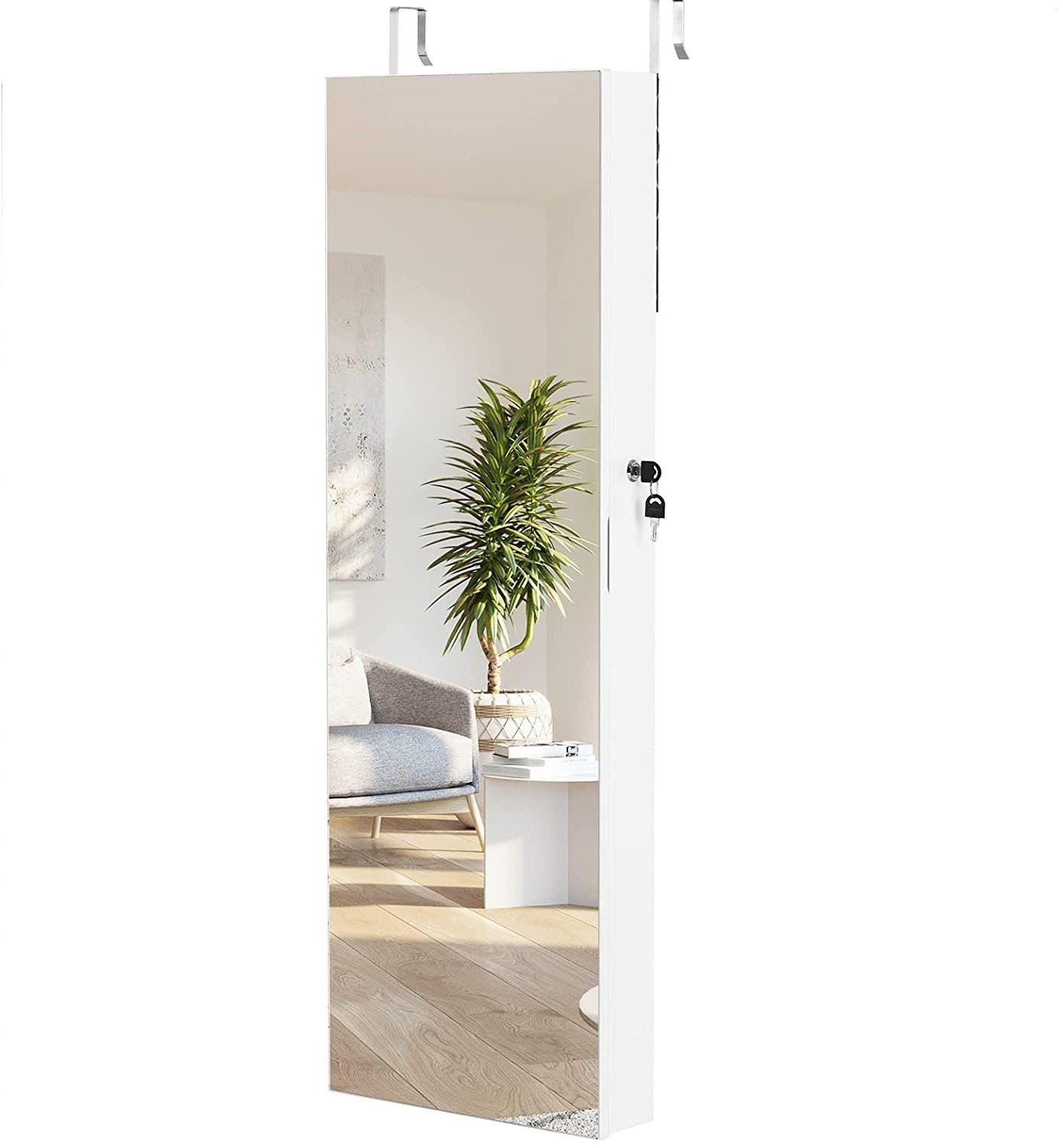 Costway Schmuckschrank Weiß 36x108x10 cm