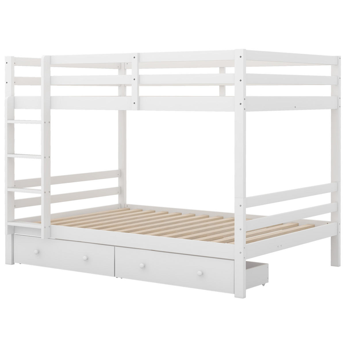 ETAGENBETT 140/200 cm Weiß mit Schubladen und Treppe - Weiß, Holz (140/200cm) - BEAOK