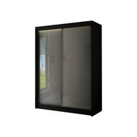 SCHIEBETÜRENSCHRANK TIPI II - Schwarz/Grau, Holzwerkstoff (200/215/61cm) - Meblini