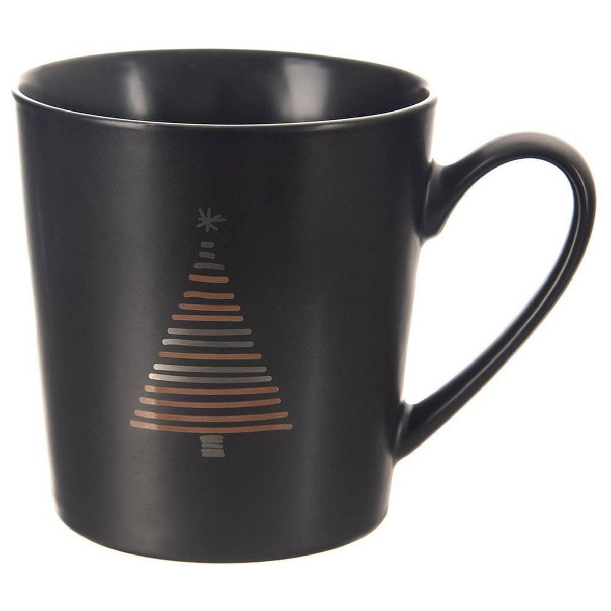 PORZELLANBECHER WEIHNACHTSBAUM, Porzellan, schwarz, 500 ml - Blau, Keramik (0.5L) - Orion 