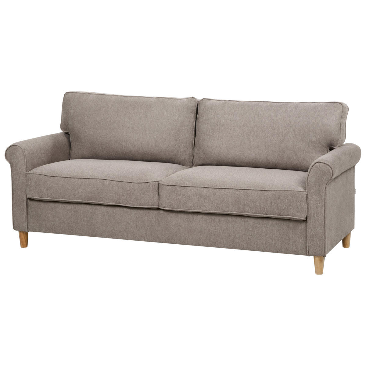 3-SITZER-SOFA Stoff hellbraun Ronneby - Hellbraun/Braun, Textil (190/88/78cm) - Beliani