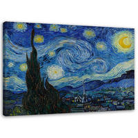 WANDBILD Sternennacht - V. van Gogh Reproduktion - Blau, Textil (100/70cm) - Feeby