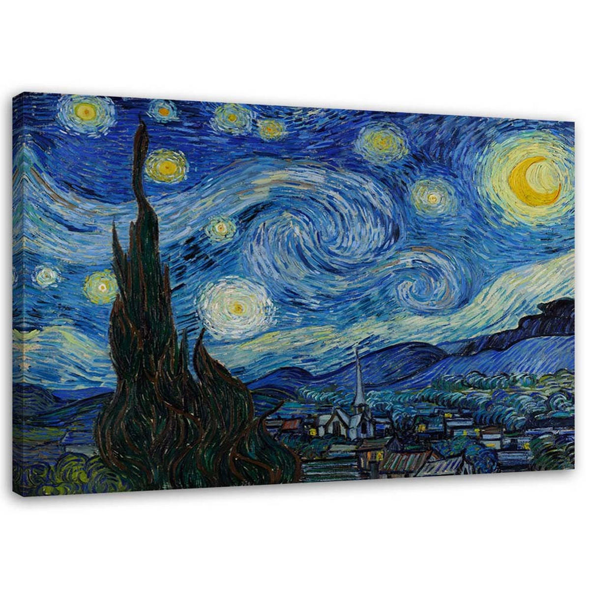 WANDBILD Sternennacht - V. van Gogh Reproduktion - Blau, Textil (100/70cm) - Feeby