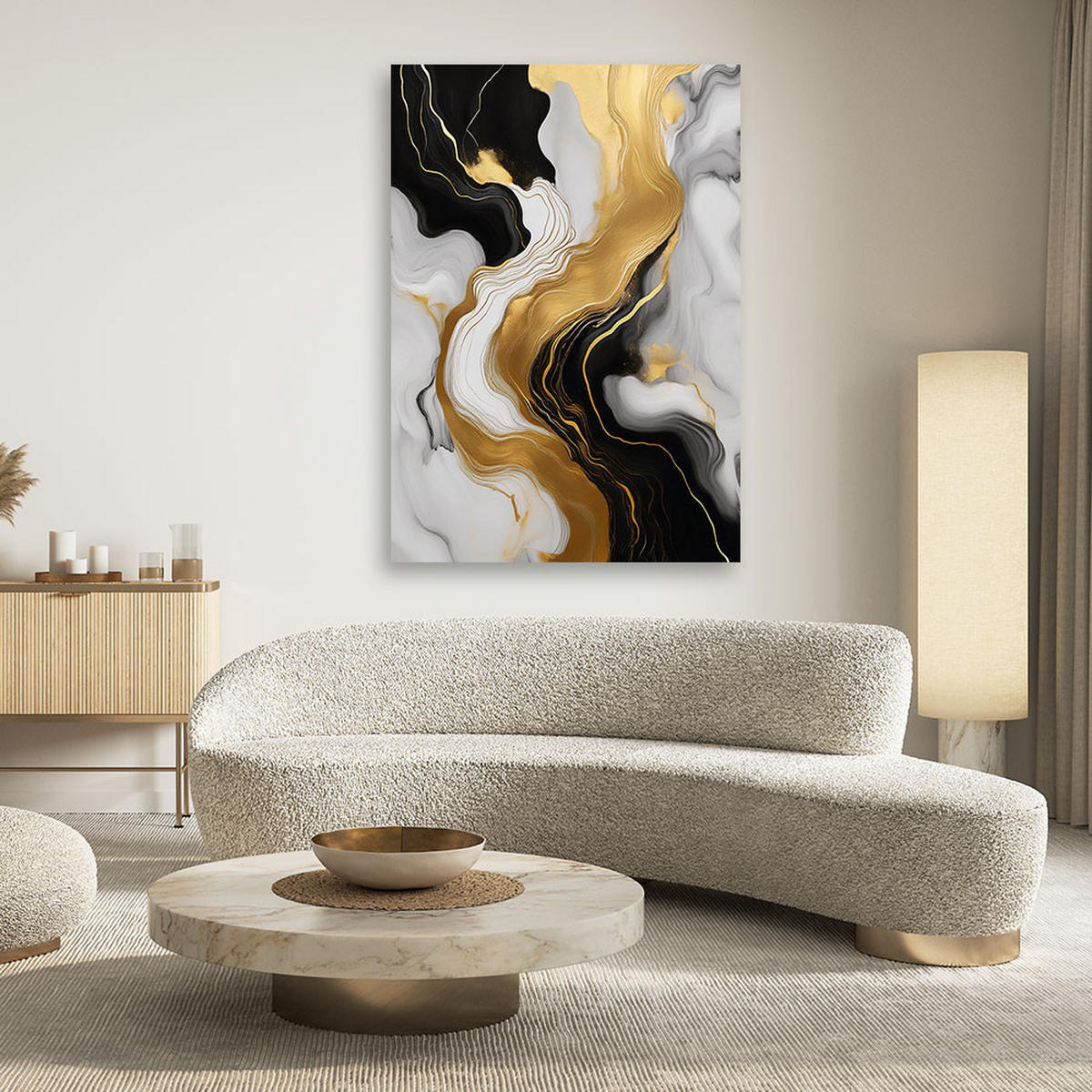 LEINWANDBILD Abstrakter Marmor 40x60cm - Goldfarben, Textil (40/60cm) - Feeby