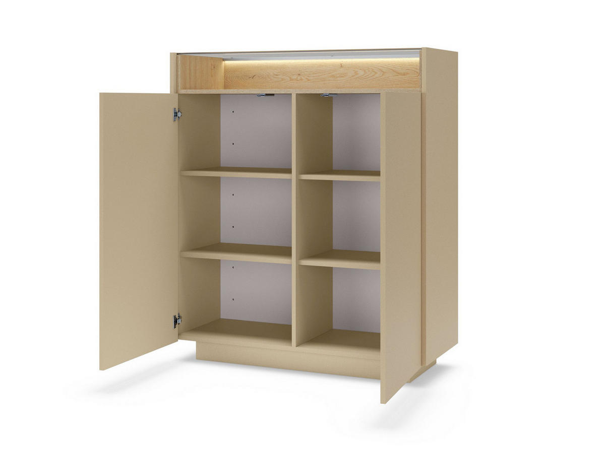 HOCHKOMMODE Dunkelbeige TULUM - Beige, Holzwerkstoff (103/119/39cm) - Compleo24