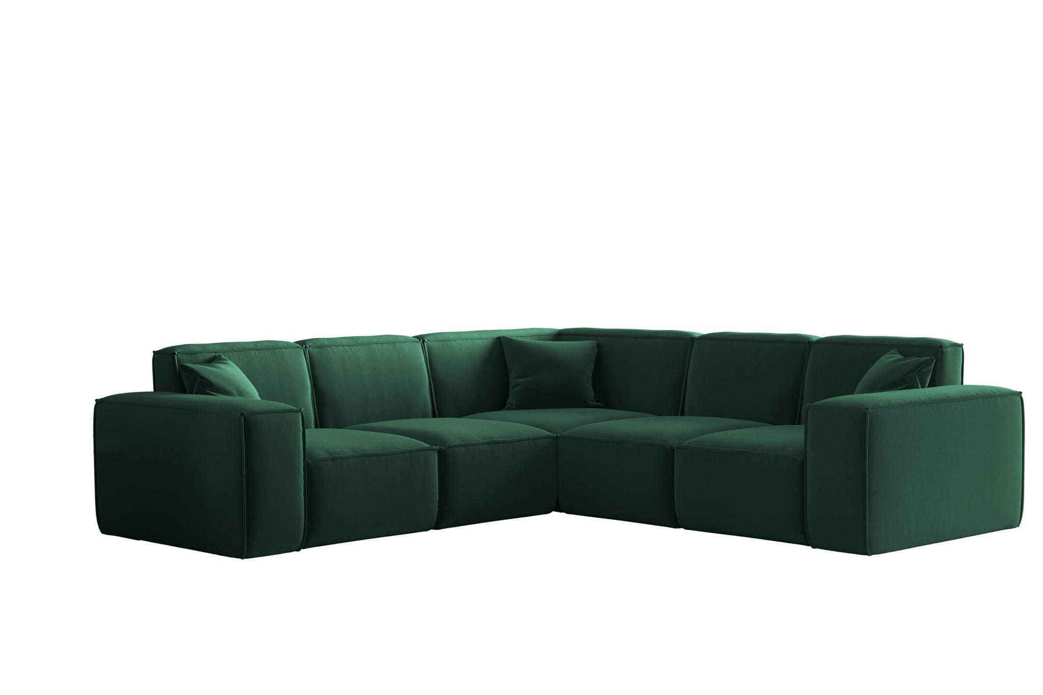 ECKSOFA Univ Celes Premium Opera Velvet - Grün, Holzwerkstoff/Textil (246/246cm) - Fun Möbel