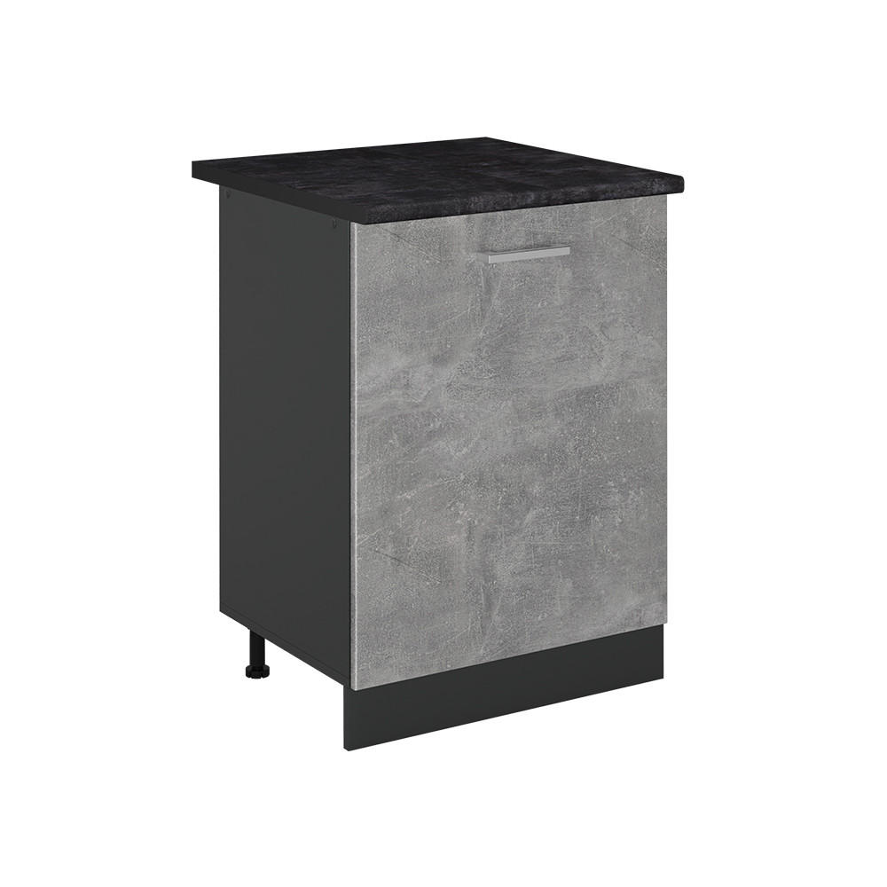 SPODNÍ SKŘÍŇKA KUCHYŇSKÉ LINKY R-Line, Beton/Antracit, 60 cm s 1 dveřmi pracovná doska antracitová - šedá/antracitová, kompozitní dřevo (60/81.6/60cm) - Vicco