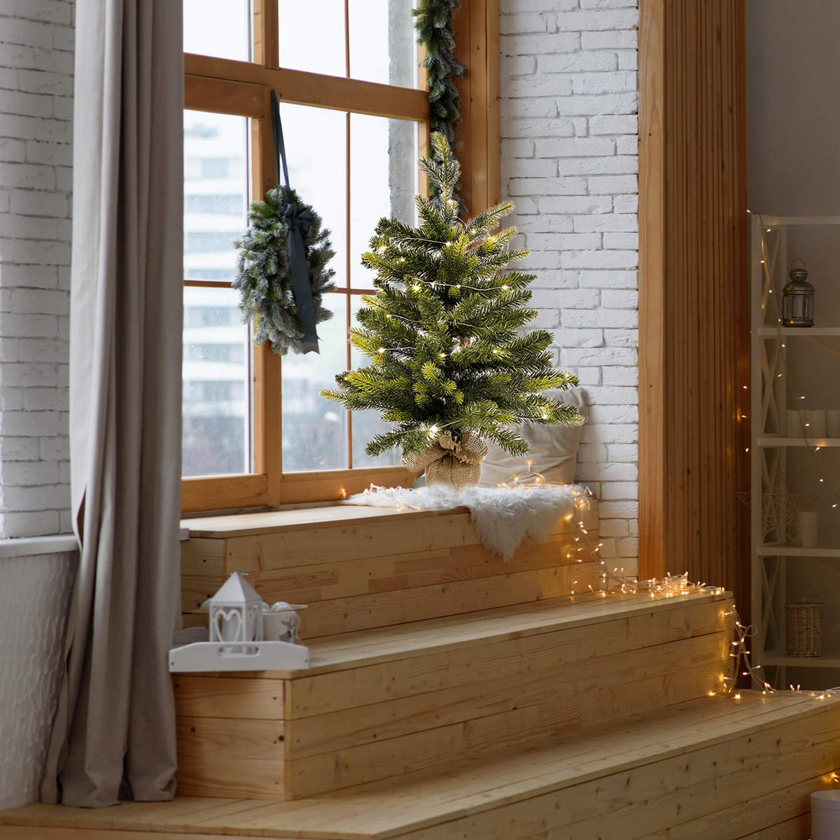 LED-TISCH-WEIHNACHTSBAUM Grün 35/35/60 cm - Grün, Kunststoff (60cm) - Mobili Rebecca
