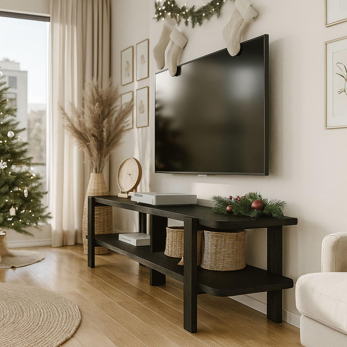 TV LOWBOARD Glam Schwarz - Schwarz, Holzwerkstoff (150/35/33cm) - moebel17