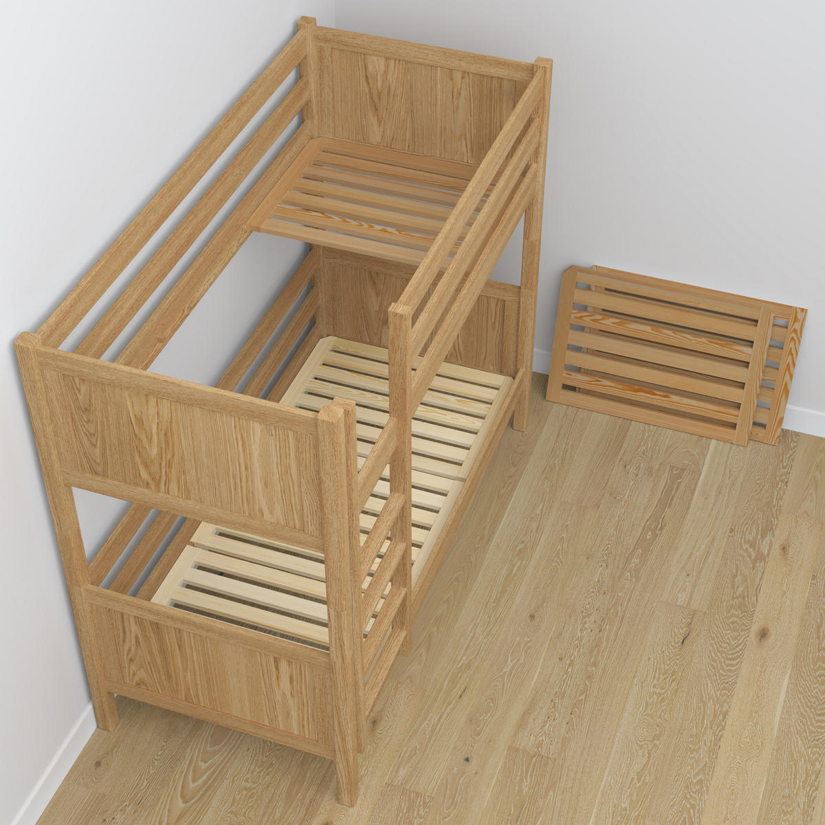 ETAGENBETT N02 mit Schublade Eiche Natur 120/190 - Eiche Artisan, Naturmaterialien/Holz (120/190cm) - N-Wood