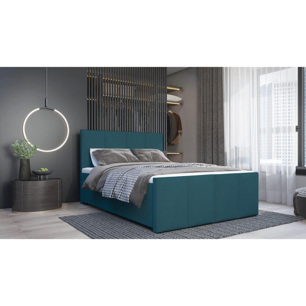 BOXBETT Milano Bonellfederkern inkl. 7-Zonen Topper T-30 - BOXBETT mit Bettkasten - Blau, Holz/Holzwerkstoff (120/200cm) - Best For Home