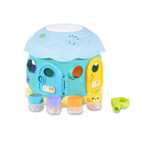 SORTIERSPIEL Pilzhaus WD3636 blau Musik, Licht, 4 Formen, Pilzhaus-Design, ab 18 Monaten, Griff - Blau, Kunststoff (22/21/22cm) - Moni