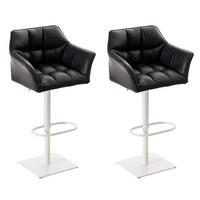 BARHOCKER 2er Set Damaskus Kunstleder weiß schwarz - Schwarz/Weiß, Textil/Metall (64/110/48cm) - TPFLiving