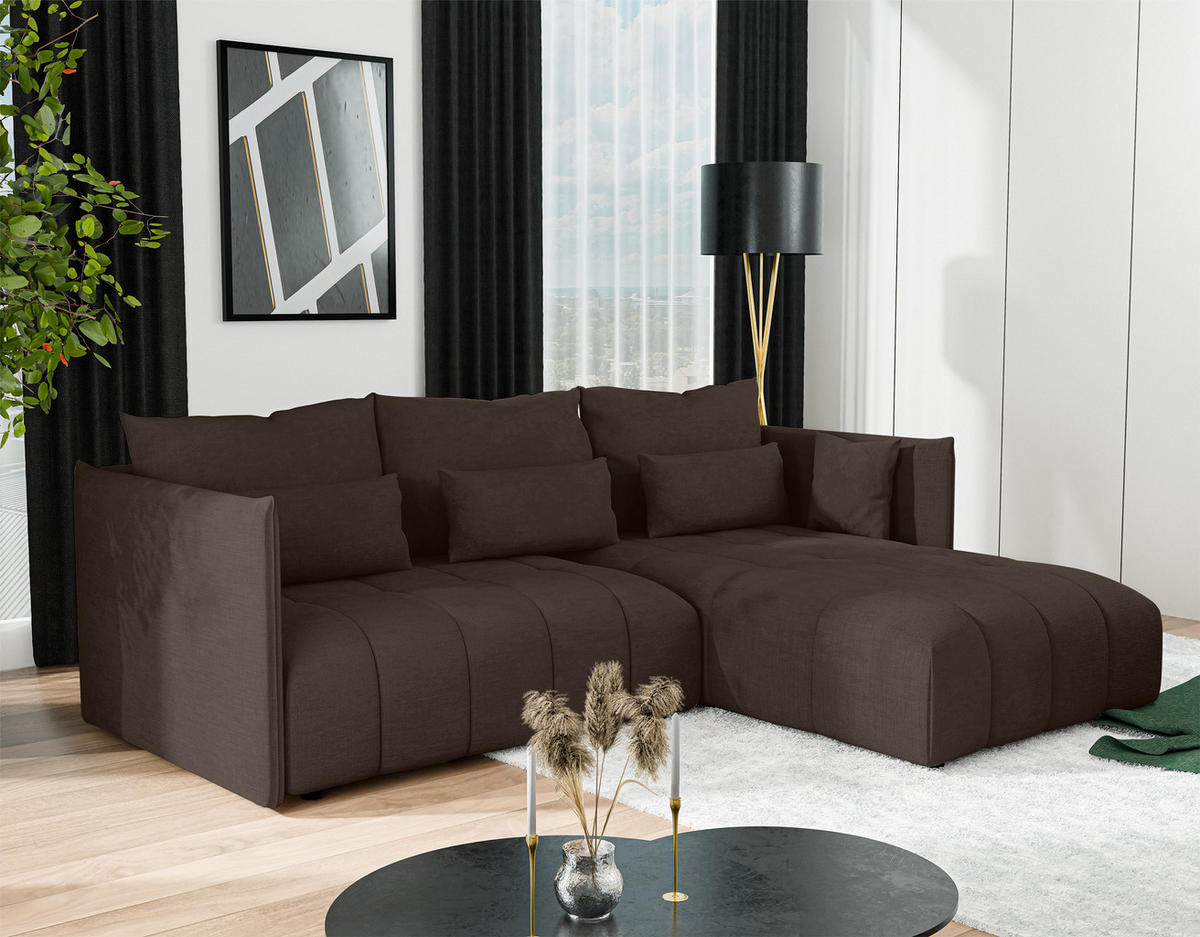 ECKSOFA L Form Cosmova Braun 245/182/83 cm mit Schlaffunktion - Schwarz/Braun, Kunststoff/Textil (245/182cm) - AX Living