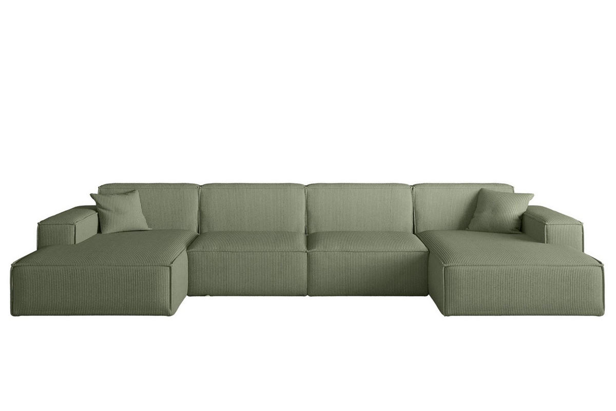 WOHNLANDSCHAFT Celes Premium In Scala - Jadegrün, Holzwerkstoff/Textil (379/73/165cm) - Fun Möbel