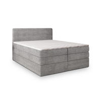 BOXSPRINGBETT LUNERA 140x200 cm mit Matratze und Topper - Hellgrau - Grau, Holz (140/200cm) - MASSENO