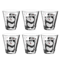 KINDERBECHER Bambini Panda 215 ml 6er Set - Schwarz/Weiß, Glas (0.215L) - Leonardo Living