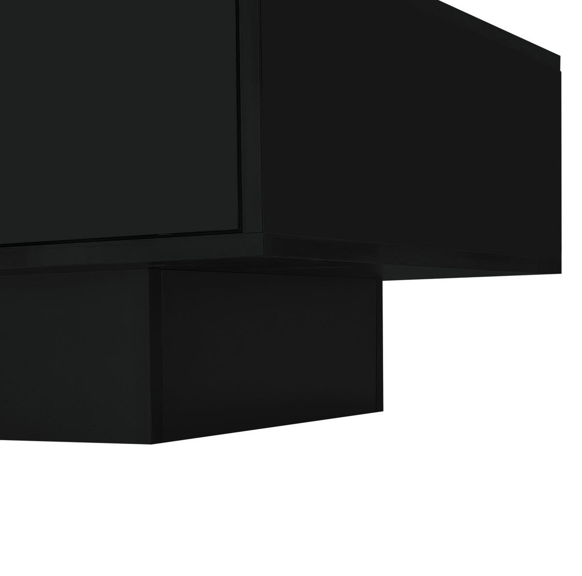 COUCHTISCH aus Spanplatte 115x55x34 cm Schwarz mit 2 Schubladen, LED-Beleuchtung und Hochglanzoptik - Schwarz, Holzwerkstoff (115/55/34cm) - Modfu