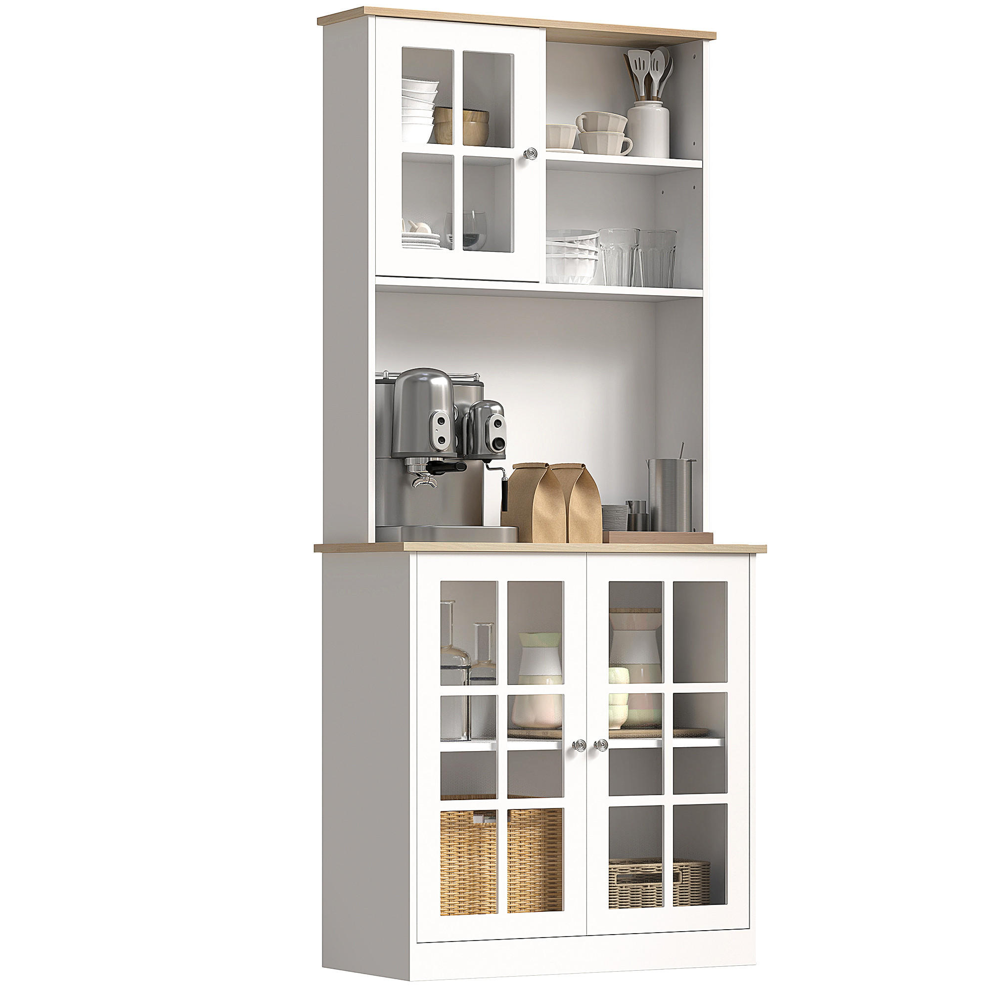 KÜCHENSCHRANK Weiß Eichefarben 80/37/183 cm - Weiß, Holz (80/183/37cm) - PANGIVO