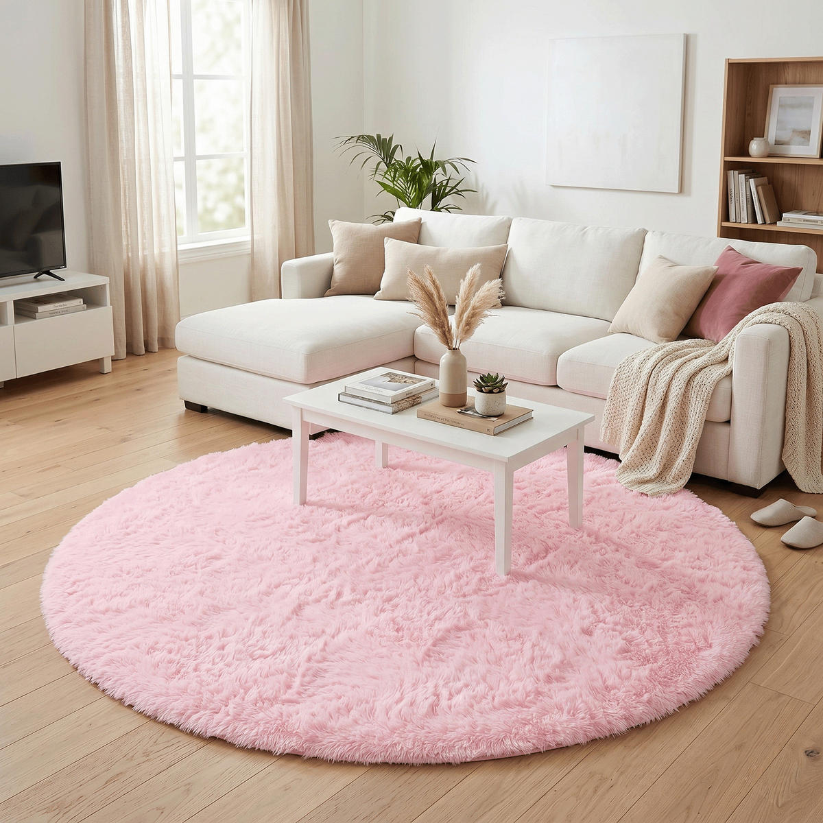 HOCHFLOR SHAGGY TEPPICH FLUFFY RUND - Rosa, Textil (200/200cm) - Pergamon