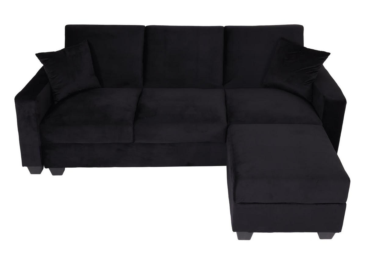 SOFA MIT OTTOMANE Schwarz - Schwarz, Textil (217/145cm) - MCW