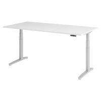 SCHREIBTISCH elektrisch XBHM 100/200/74 cm in Weiß/Silberfarben - Silberfarben/Weiß, Holzwerkstoff (100/200/74cm) - bümö