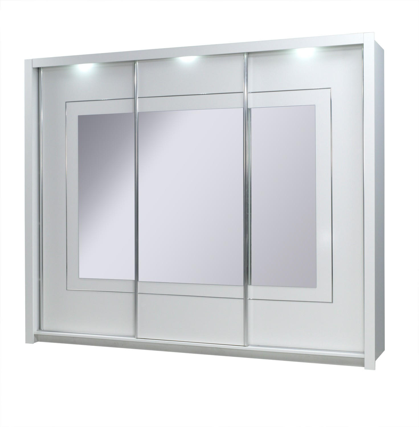 SCHWEBETÜRENSCHRANK ELDRI 208/212,5/67cm 3-türig mit Spiegel Weiß - Weiß, Holzwerkstoff (208/212.5/67cm) - MASSENO