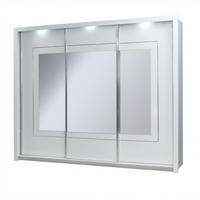 SCHWEBETÜRENSCHRANK ELDRI 208/212,5/67cm 3-türig mit Spiegel Weiß - Weiß, Holzwerkstoff (208/212.5/67cm) - MASSENO