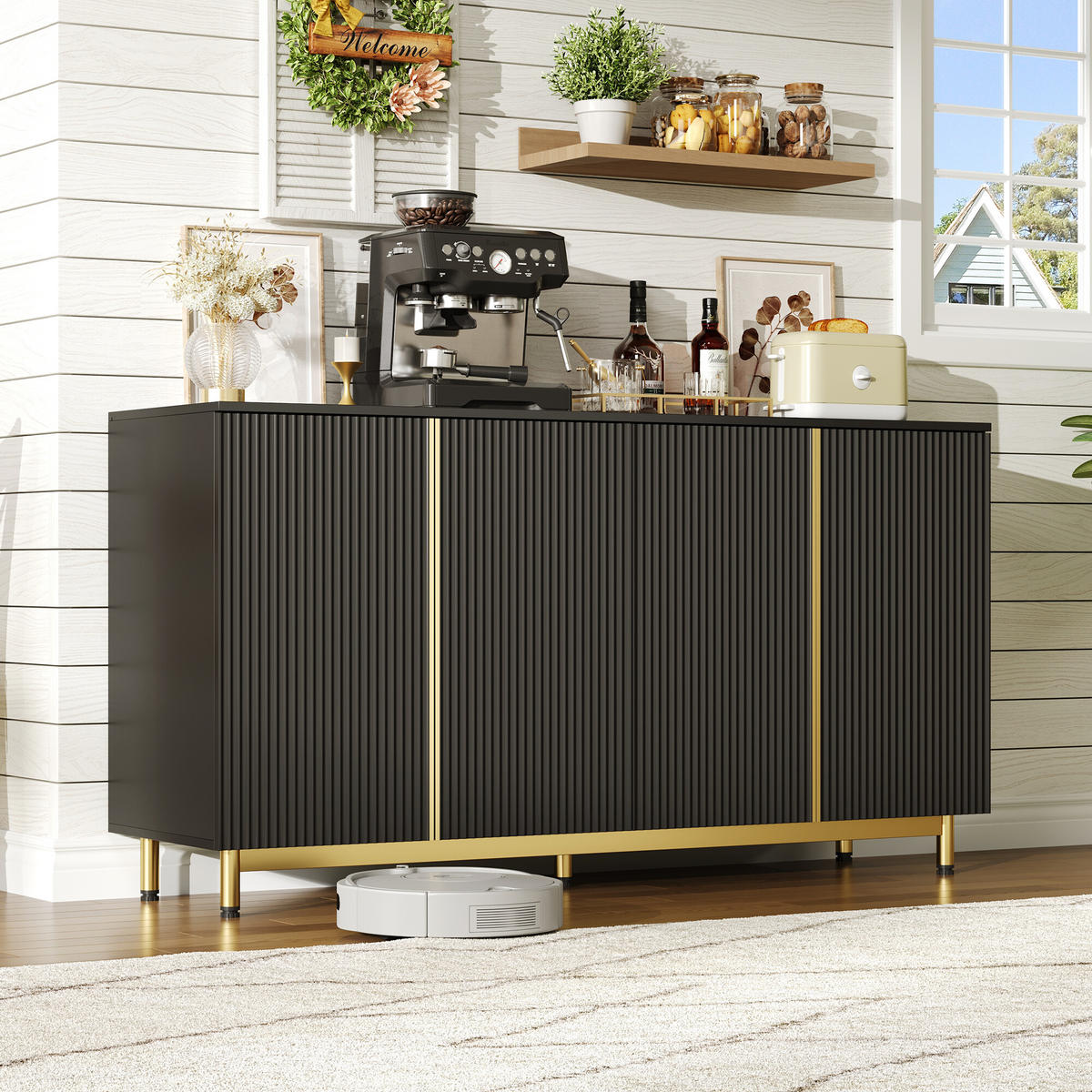 SIDEBOARD Schwarz 150/41,5/81 cm - Schwarz, Holzwerkstoff (41.5/81/150cm) - Urban Meuble