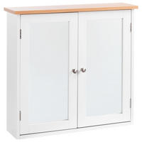 KOUPELNOVÁ ZRCADLOVÁ SKŘÍŇKA 65/60 cm Bílá Alamos - bílá/hnědá, kompozitní dřevo (65/60/17cm) - Beliani