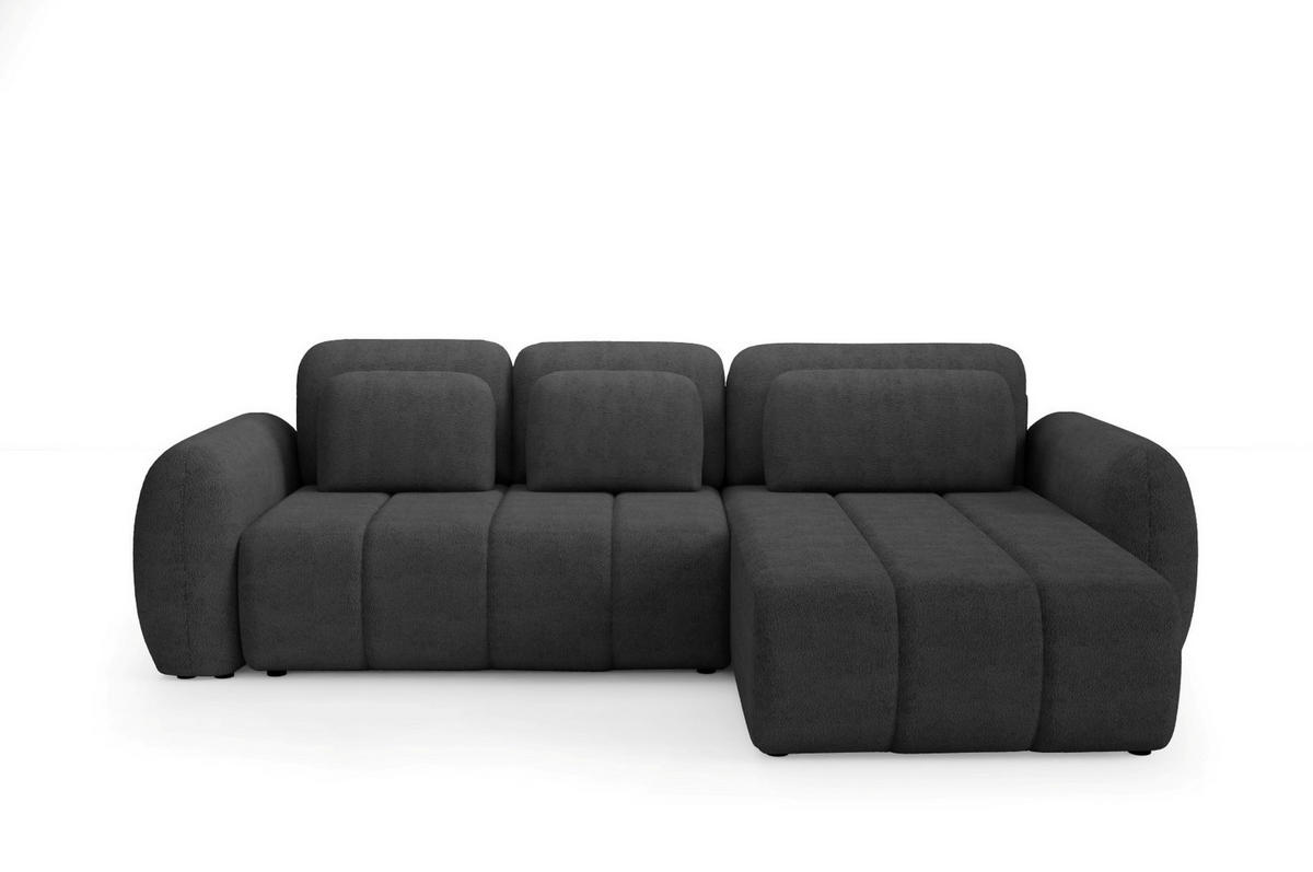 ECKSOFA mit Schlaffunktion Premium Graphitfarben - Schwarz/Graphitfarben, Holz/Holzwerkstoff (304/190cm) - Furnisell
