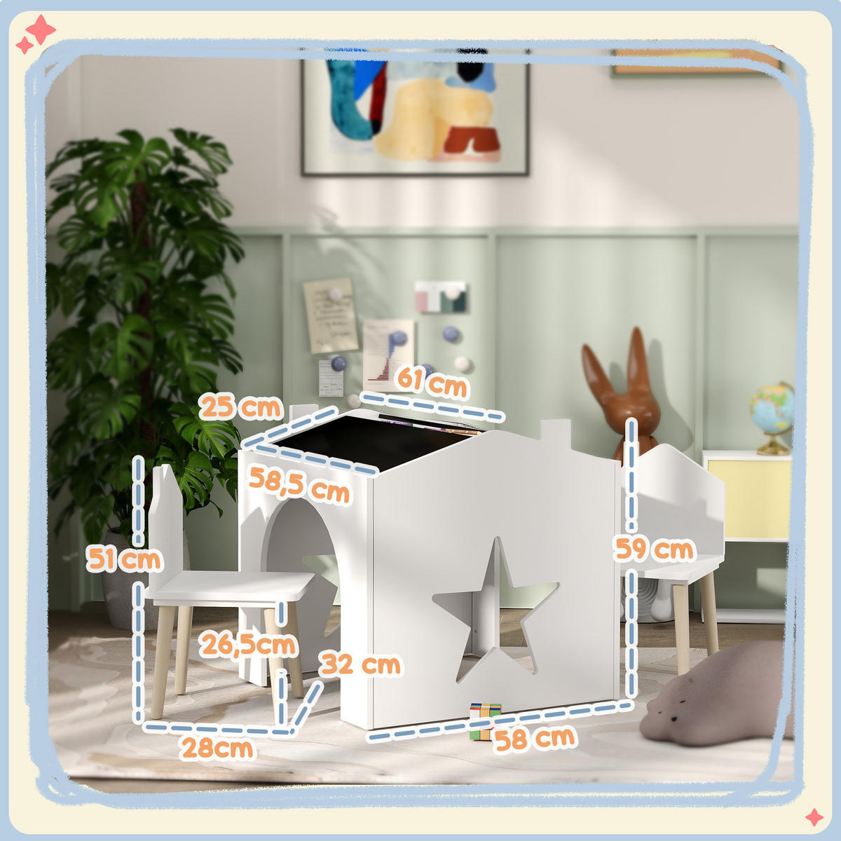 KINDERSITZGRUPPE DE-17511 3-teilig mit Tafelplatte Weiß - Weiß, Holzwerkstoff (58/59/61cm) - ComfortXL