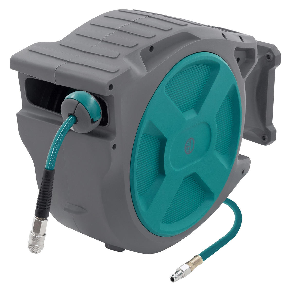 DRUCKLUFTSCHLAUCHTROMMEL 30m+2m - Grau, Kunststoff (20/40/55cm) - ECD-Germany