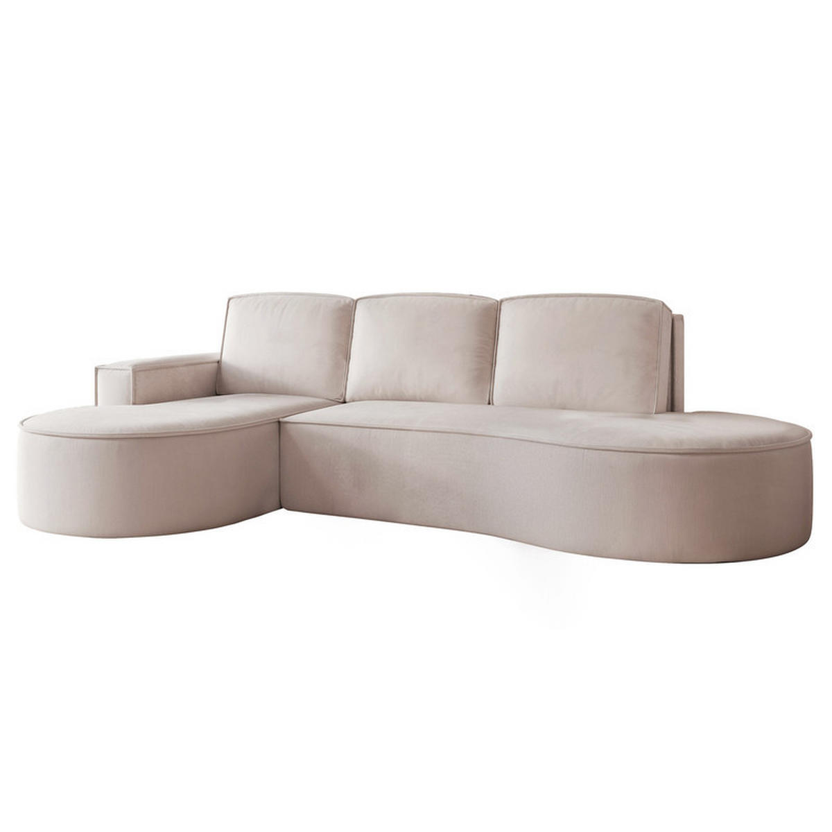 ECKSOFA SOFIA mit Schlaffunktion und Bettkasten Beige - Beige, Holzwerkstoff/Kunststoff (277/157cm) - Idohome