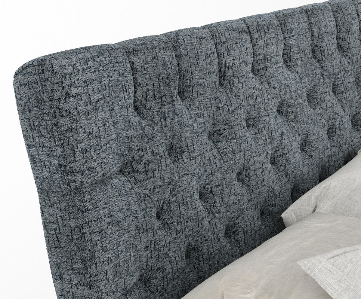 BOXSPRINGBETT Seraphine Blau Grau 200/200 cm - Blaugrau/Schwarz, Holz/Holzwerkstoff (200/200cm) - Maison de Reve