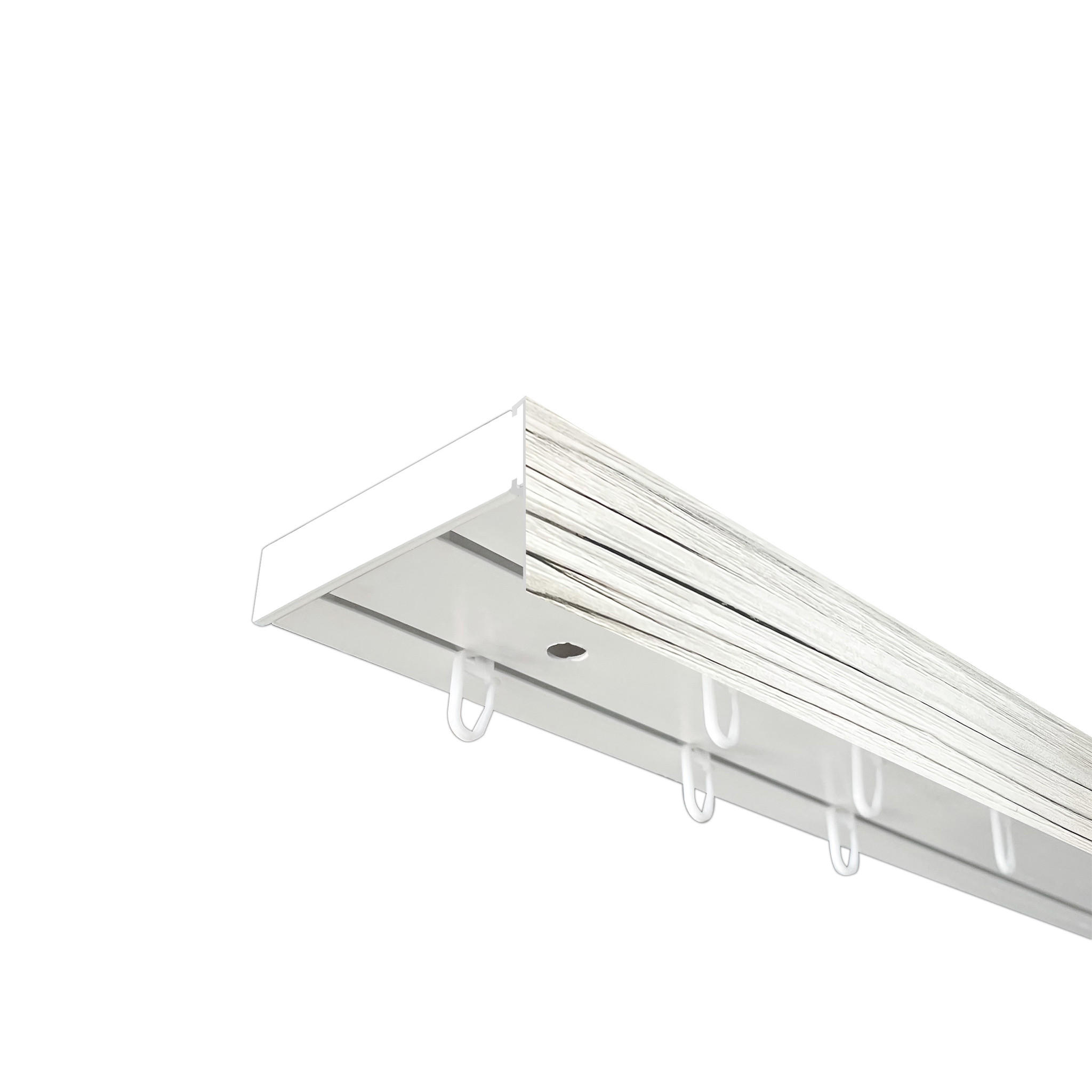VORHANGSCHIENE SH, 2-läufig, Schiene weiß, Blende 5 cm weiß-esche, 240 cm - Eschefarben, Kunststoff (4.7/1.7/240cm) - SN Deco