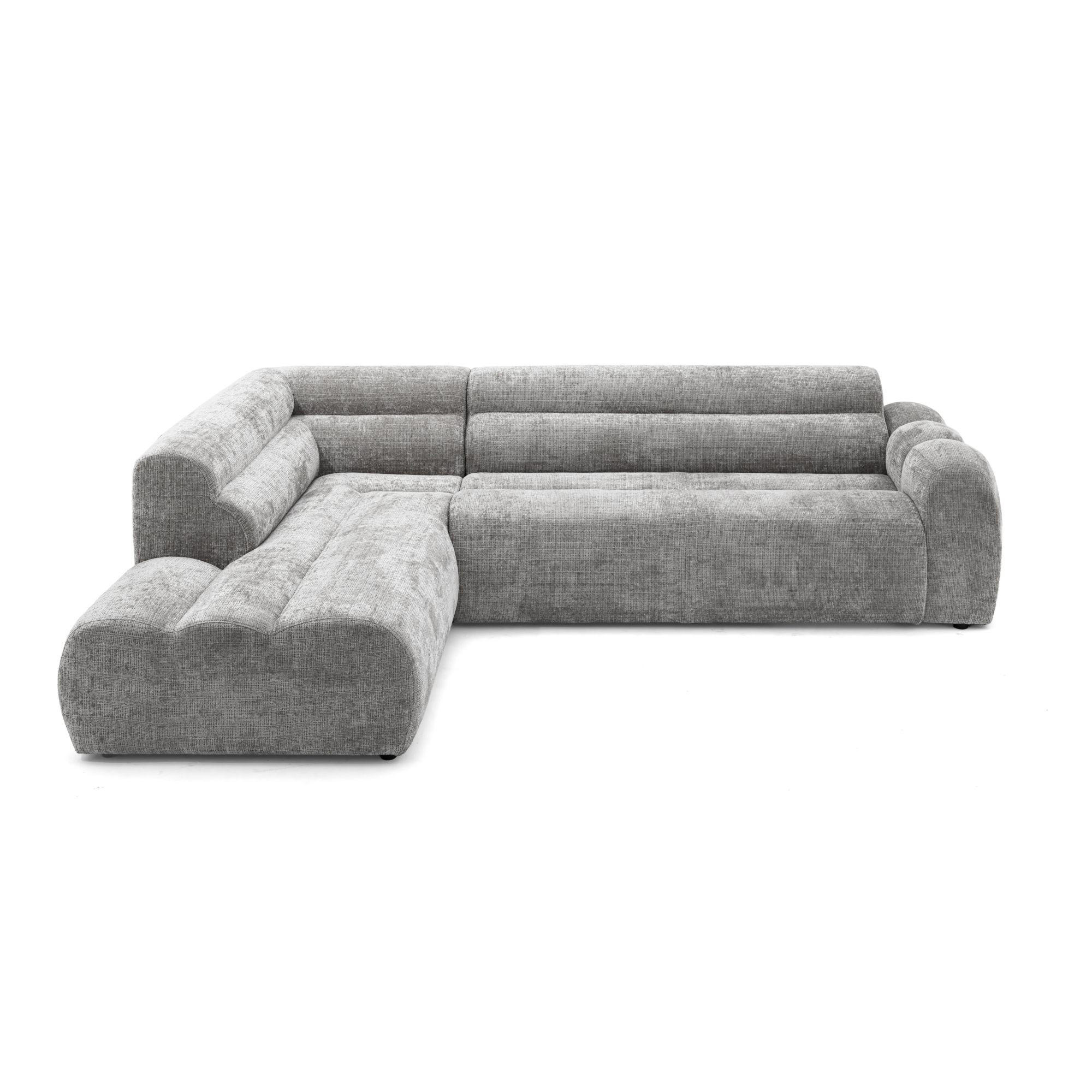 4-SITZER modulares Ecksofa VEER L Links, 283 x 190 cm, Chenille Webstoff Grau - Schwarz/Grau, Holz/Kunststoff (283/190cm) - Muffo