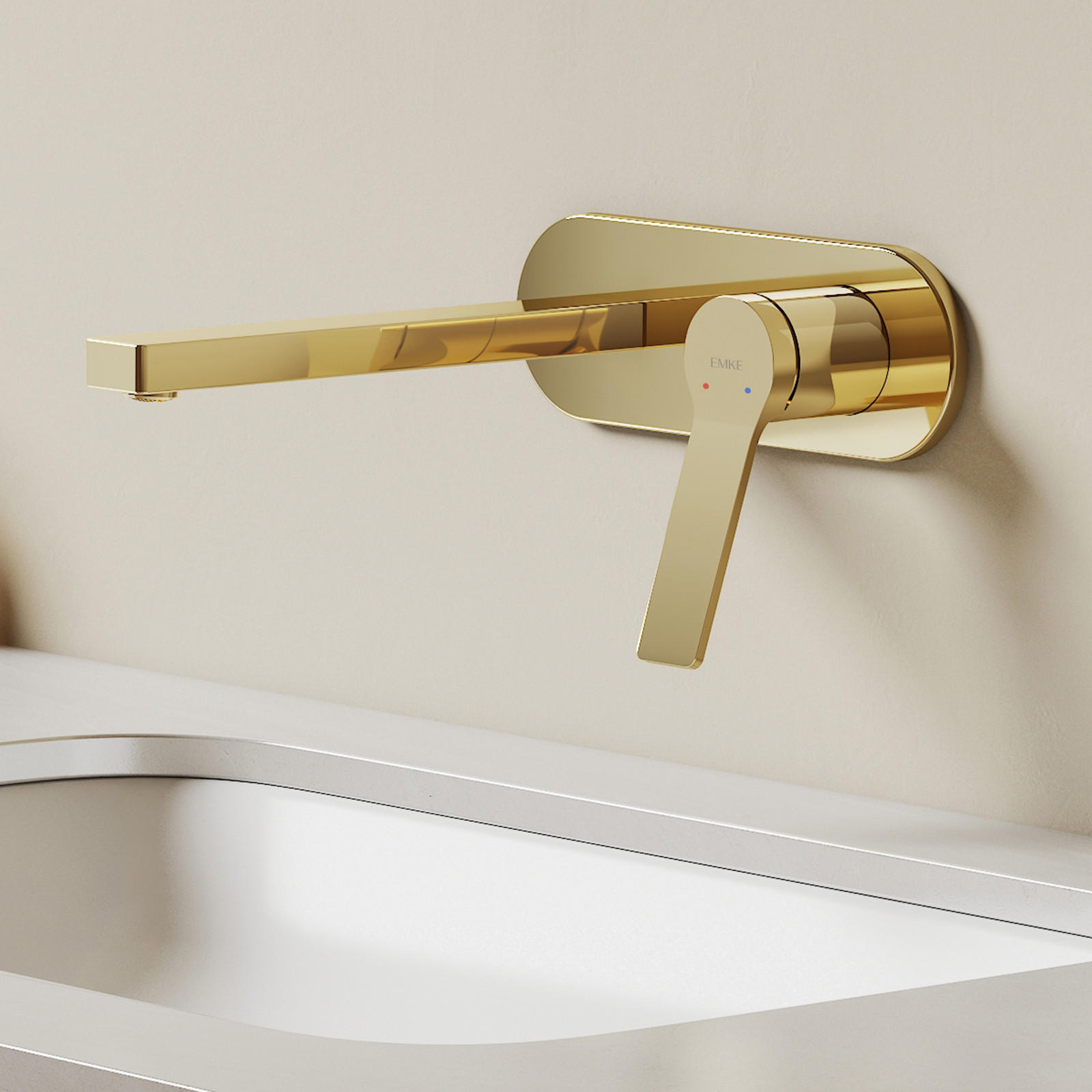 WASCHTISCHARMATUR mit Luftsprudler Messing Champagnergold - Goldfarben, Metall (21/7/28.8cm) - EMKE