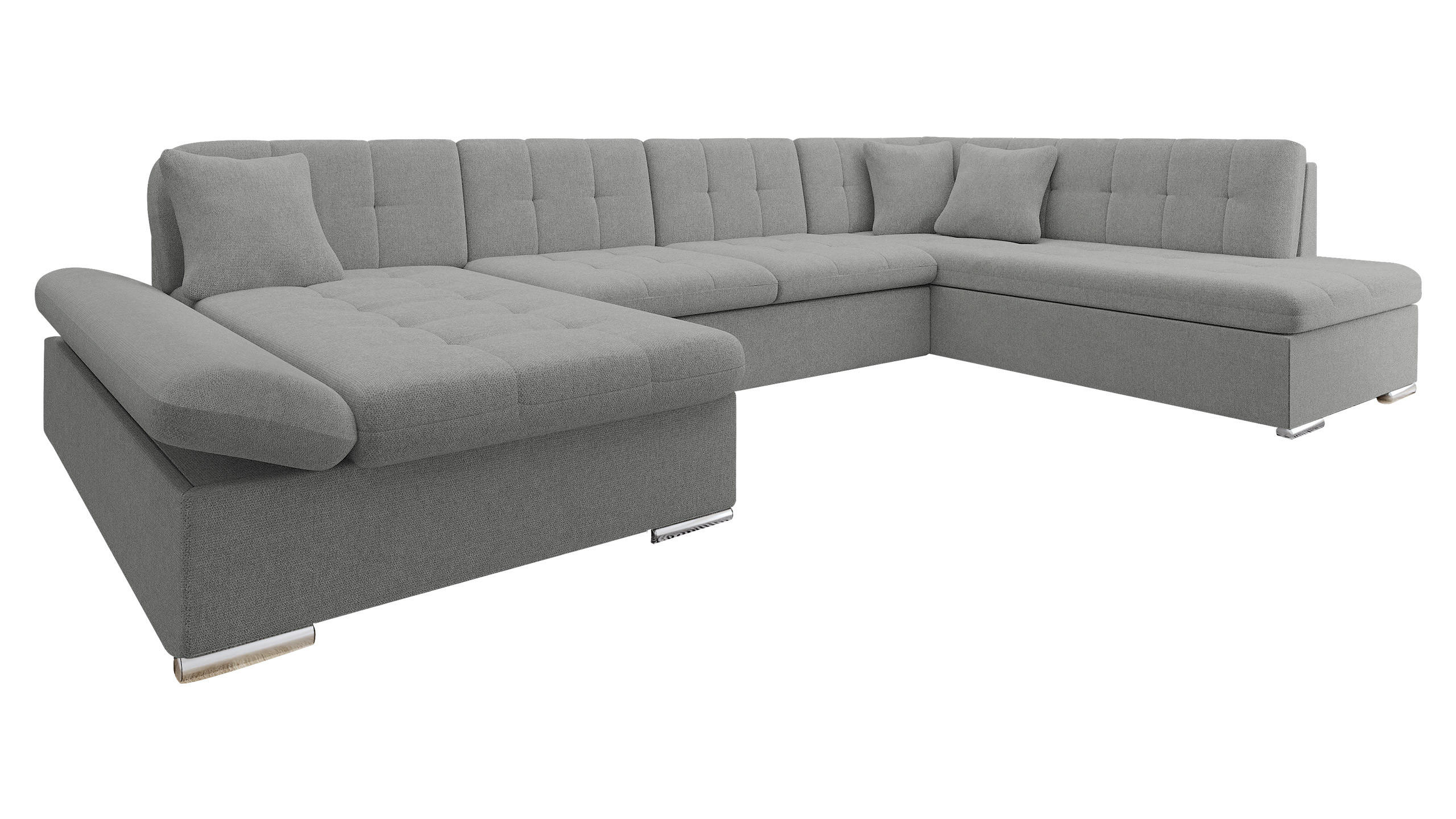 ECKSOFA Bergen, Seite: Links - Silberfarben/Alufarben, Holz/Textil (345/76/205cm) - MIRJAN24