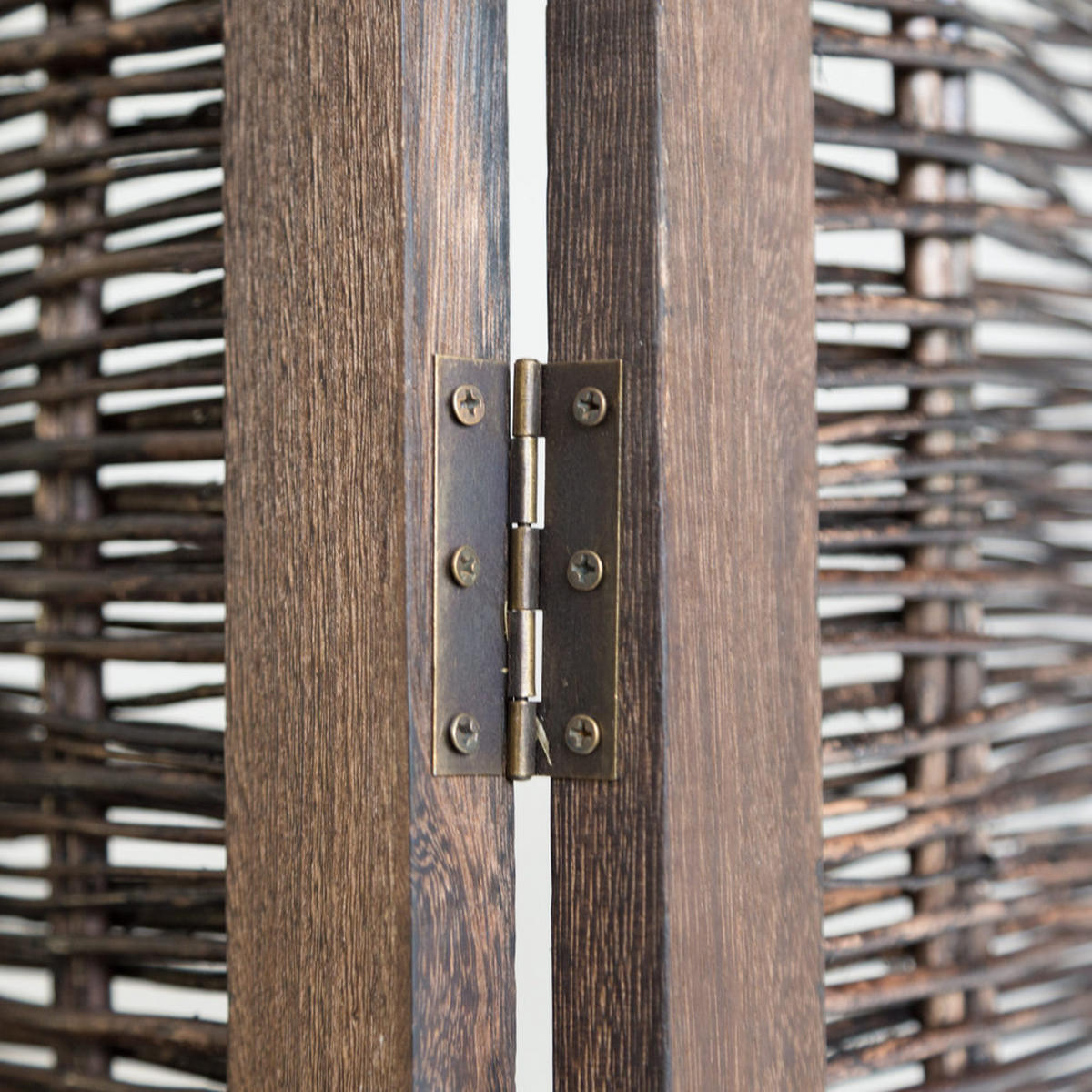 PARAVENT 3-tlg. 120/170 cm Braun Weide geflochten - Braun, Holz (120/170/2cm) - Homestyle4u