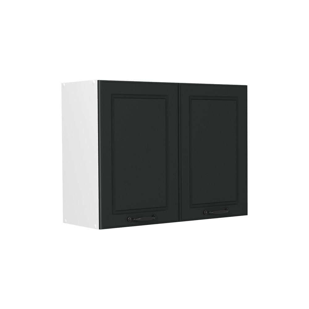 KÜCHENGLASSCHRANK R-Line, Anthrazit Landhaus/Weiß, 80 cm - Anthrazit/Weiß, Holzwerkstoff (80/60/31cm) - Vicco
