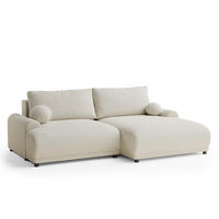 ECKSOFA MIT SCHLAFFUNKTION Tallin Creme Webstoff - Creme/Schwarz, Holz/Holzwerkstoff (240/145cm) - Maison de Reve