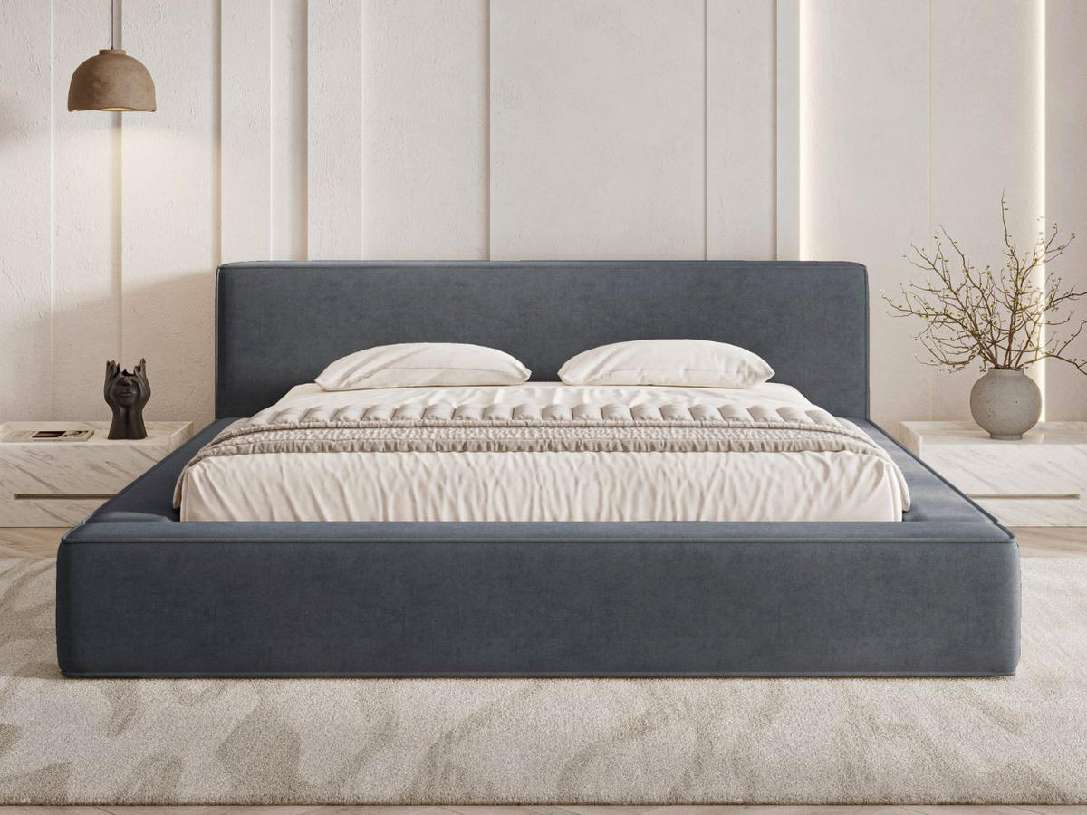 POLSTERBETT Mali 160x200 Dunkelgrau - Dunkelgrau, Textil (160/200cm) - Graingold