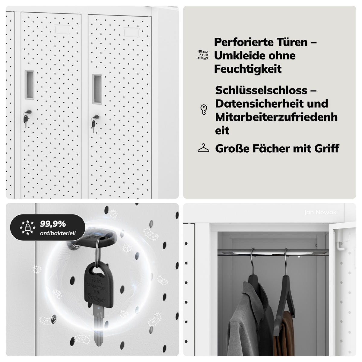 ARBEITSSCHUTZ-KLEIDERSCHRANK BARTEK PRO 172x136x45 cm - Weiß, Metall (136/172/45cm) - Jan Nowak