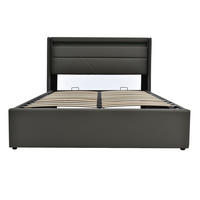 POLSTERBETT 160/200 cm Grau mit hydraulischem Stauraum und LED-Beleuchtung - Grau, Kunststoff (160/200cm) - OKWISH