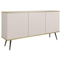KOMMODE 160cm Rodi auf Beinen - 3 Türen, Beige + Schwarz - Beige/Schwarz, Holz (160/85/39cm) - Emporius