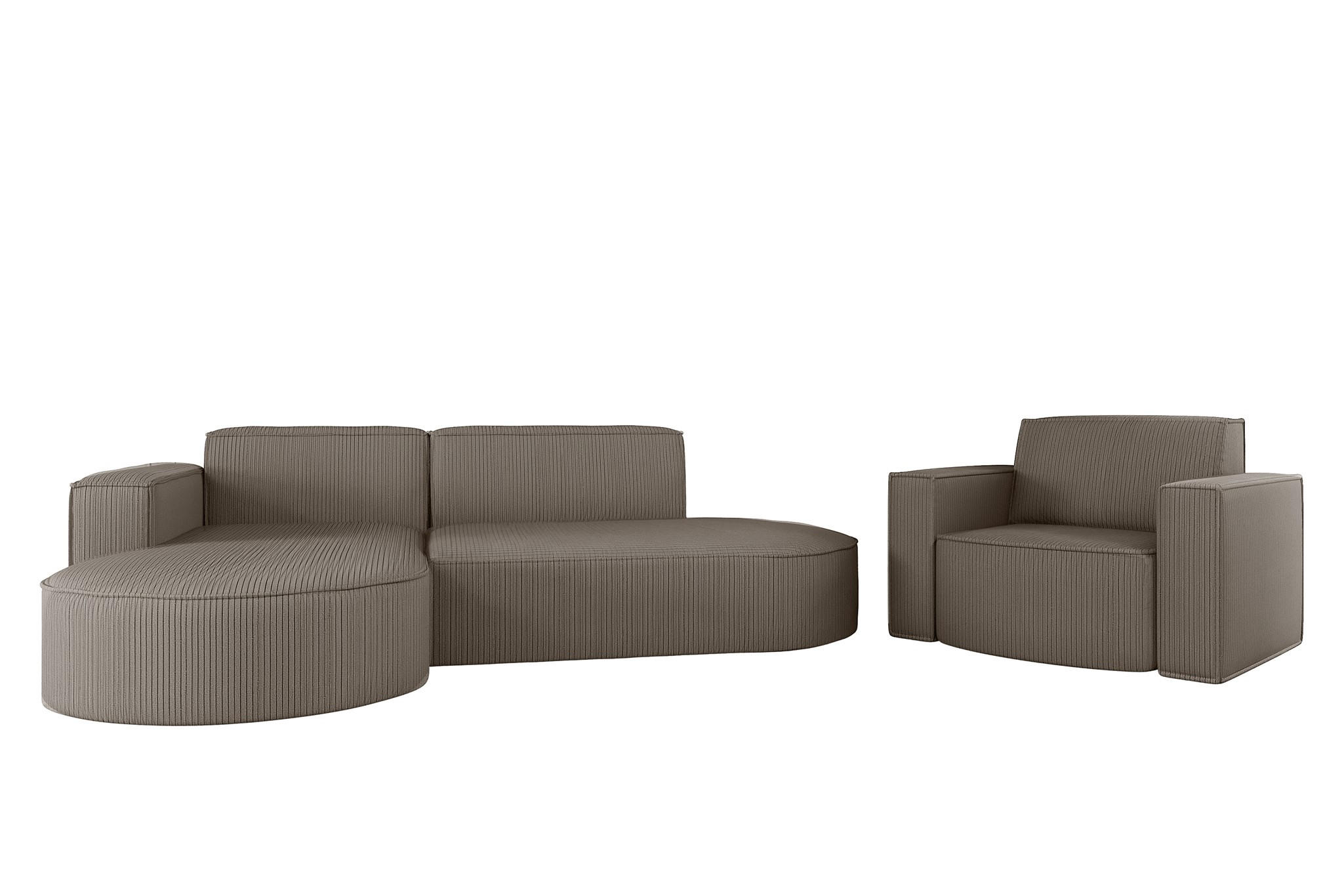 SOFASET Palma In Scala - Grau, Holzwerkstoff/Textil (236/78/165cm) - Fun Möbel